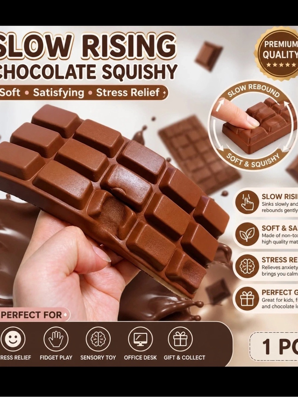 Slow Rising Chocolate Squishy – Soft Stress Relief Fidget Toy